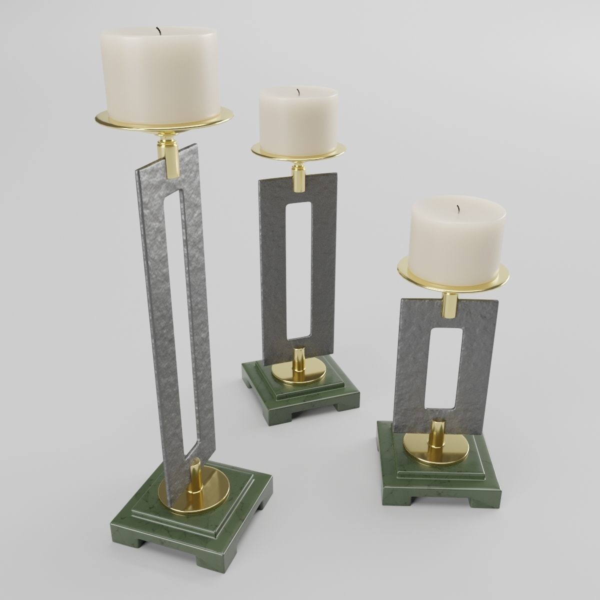 Trio Candleholders 3D model_1