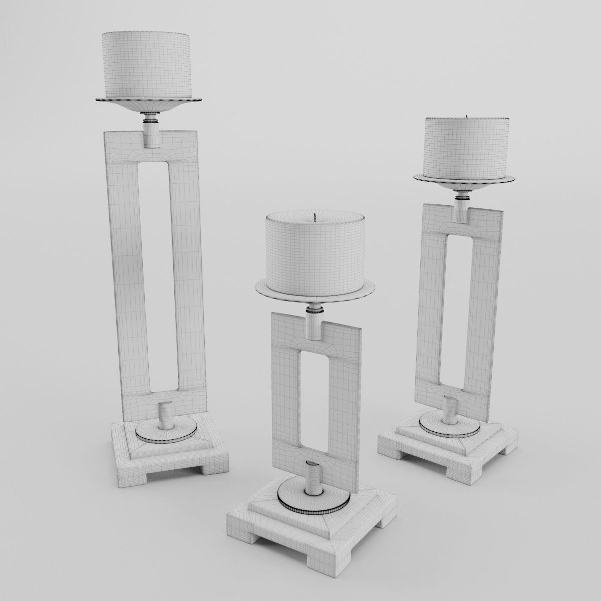 Trio Candleholders 3D model_10