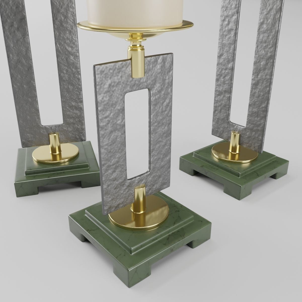 Trio Candleholders 3D model_3