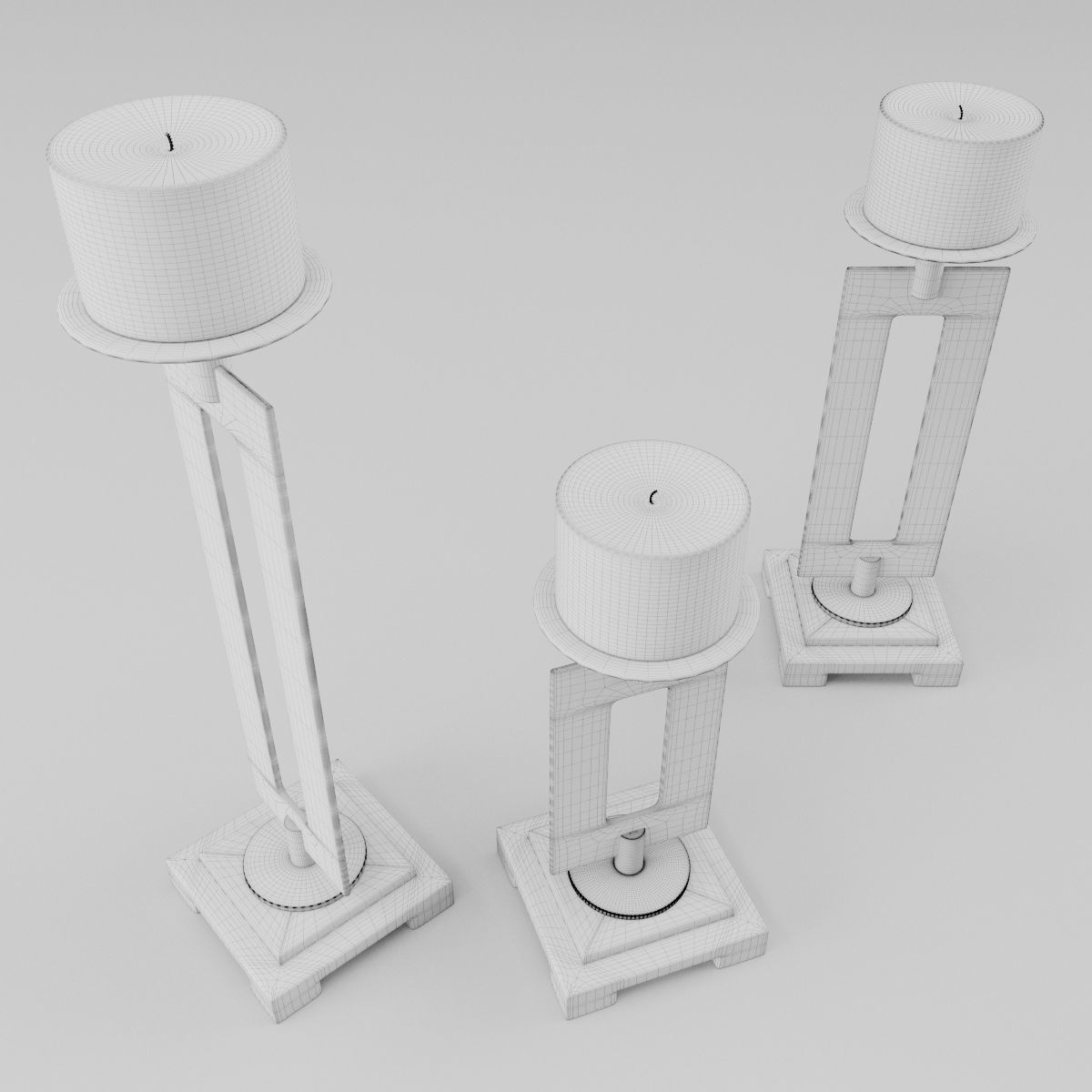 Trio Candleholders 3D model_19