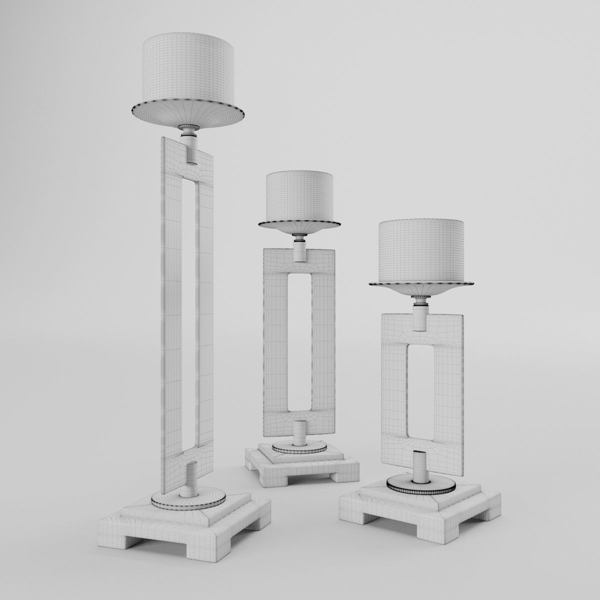 Trio Candleholders 3D model_12