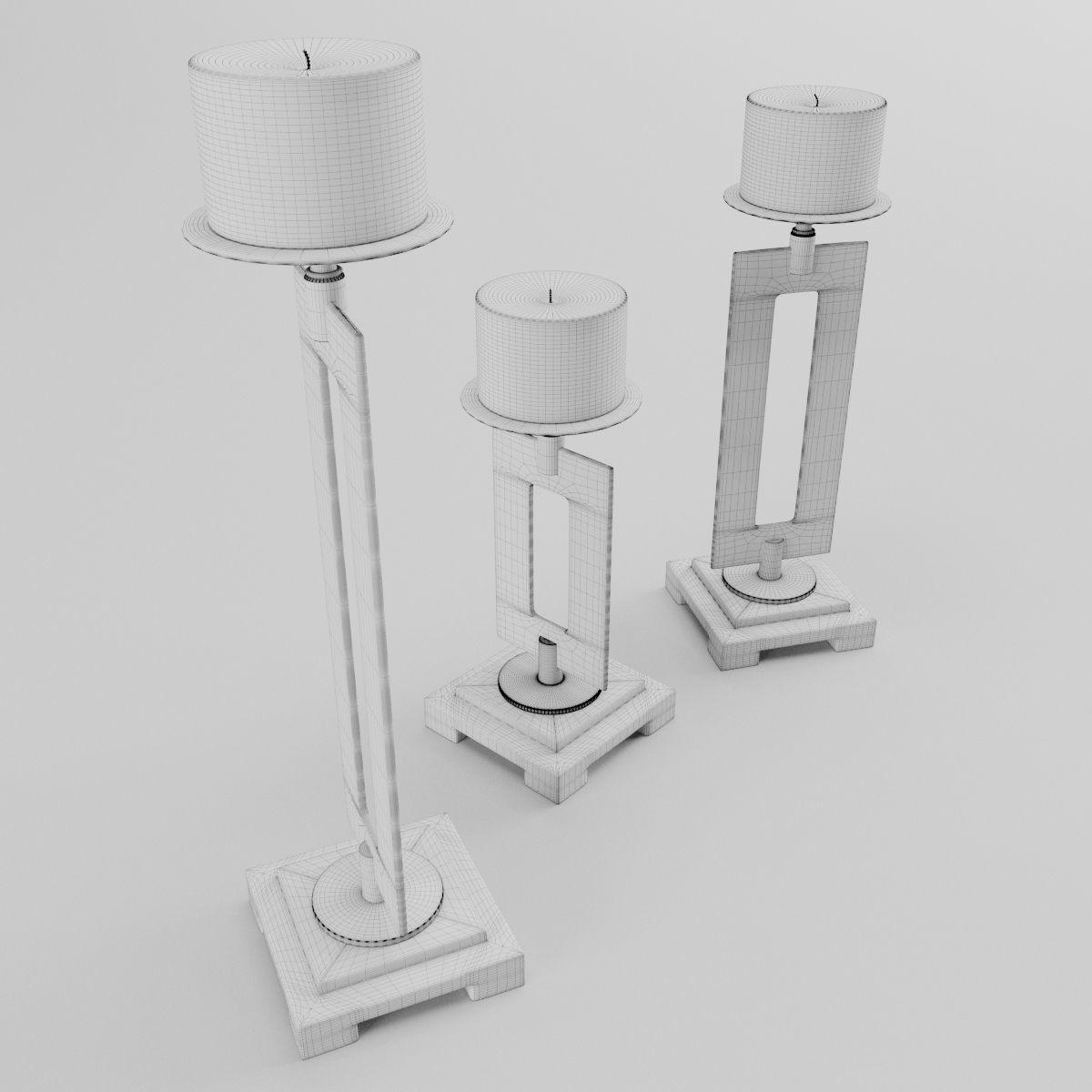Trio Candleholders 3D model_15