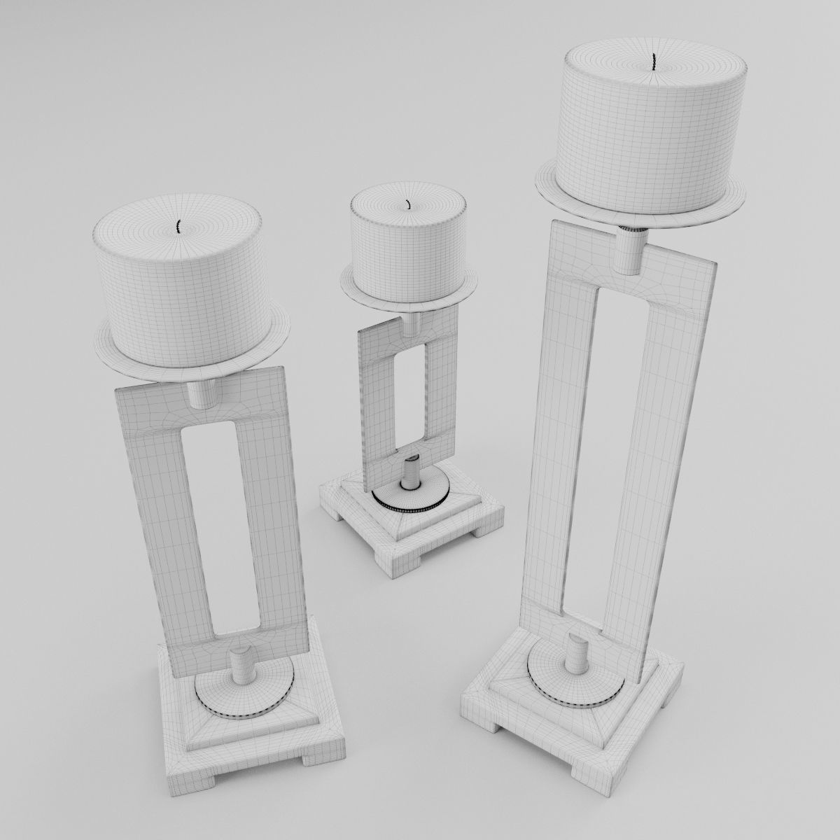 Trio Candleholders 3D model_18