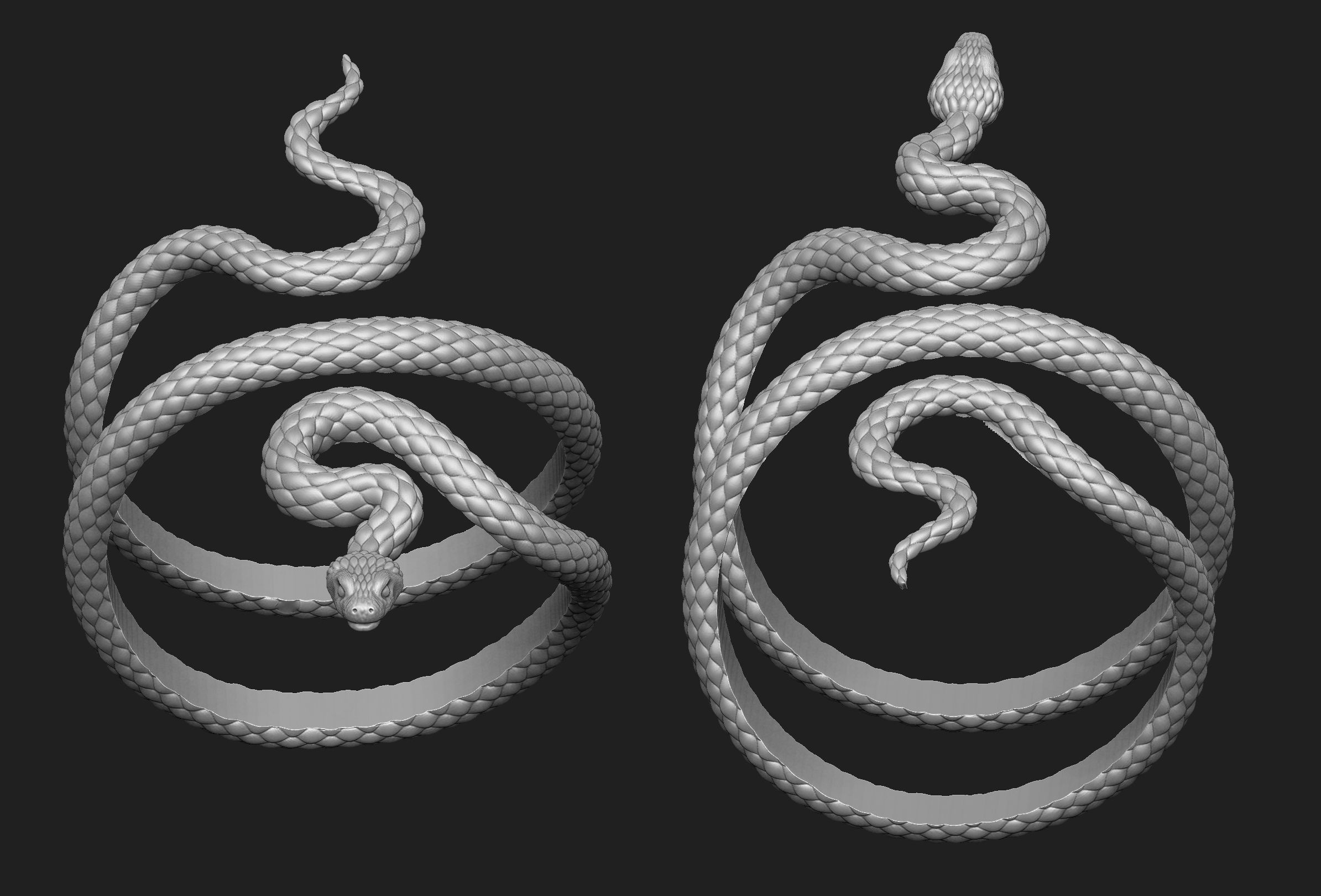 Snake Bracelet Thick Version 3D print model_2