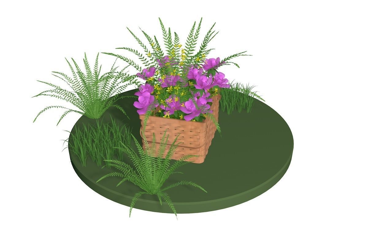 Flowers in a basket 3D model_3