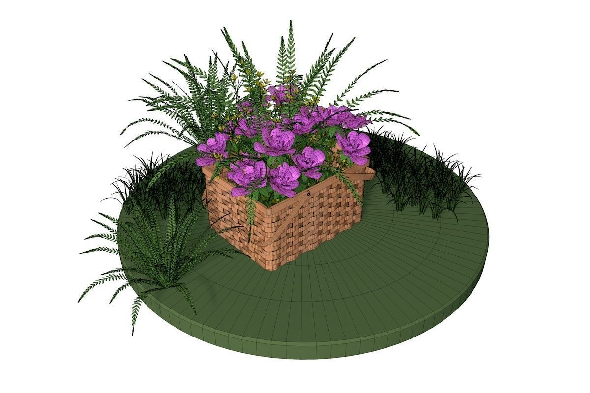Flowers in a basket 3D model_5