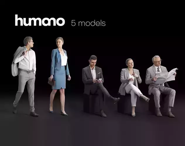 Humano 5-Pack - STREET - CAFE - RESTAURANT - 5x 3D models 03B 3D Model Collection