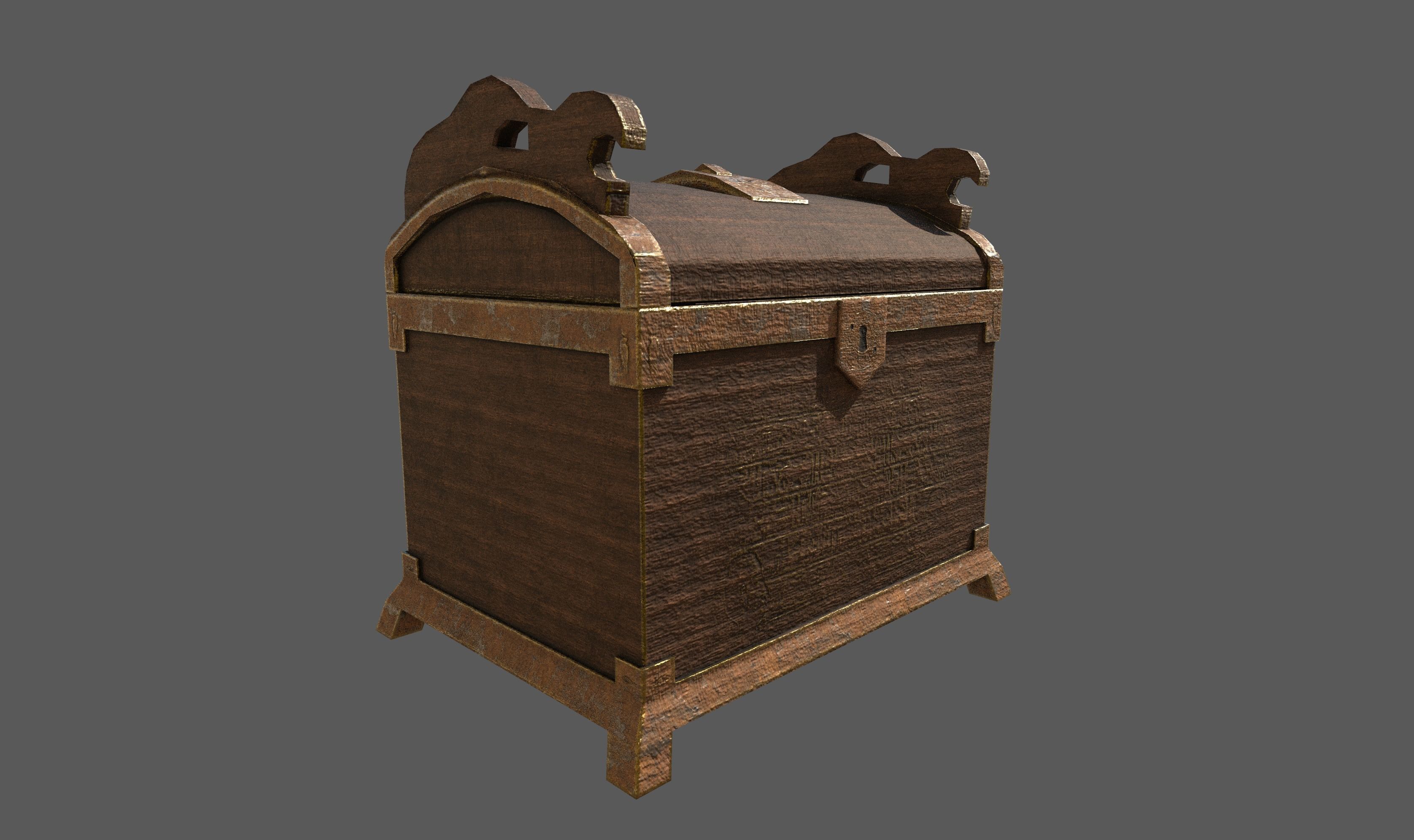 Old Chest2 Low-poly 3D model_1