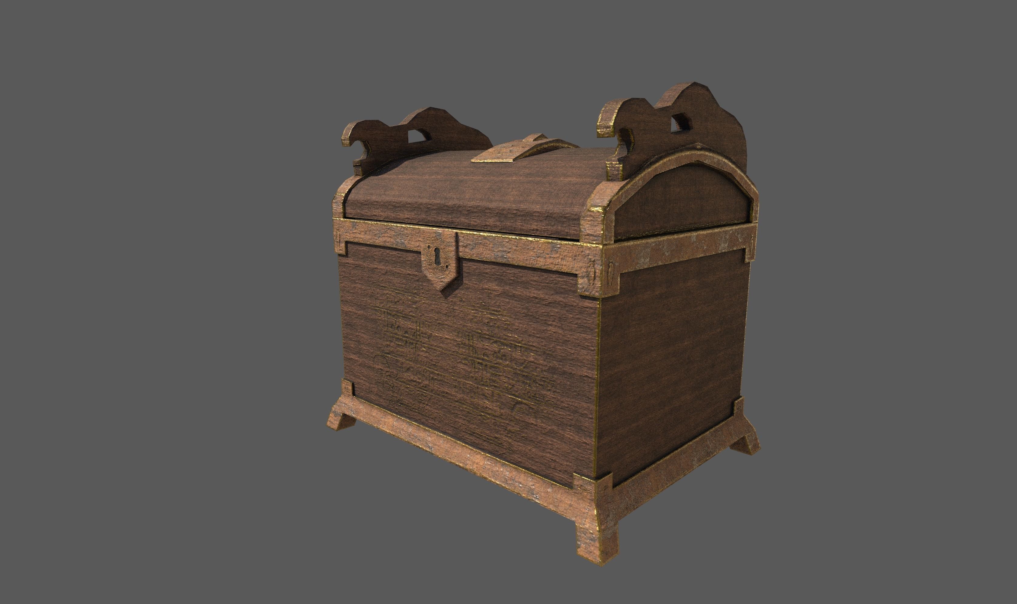 Old Chest2 Low-poly 3D model_6