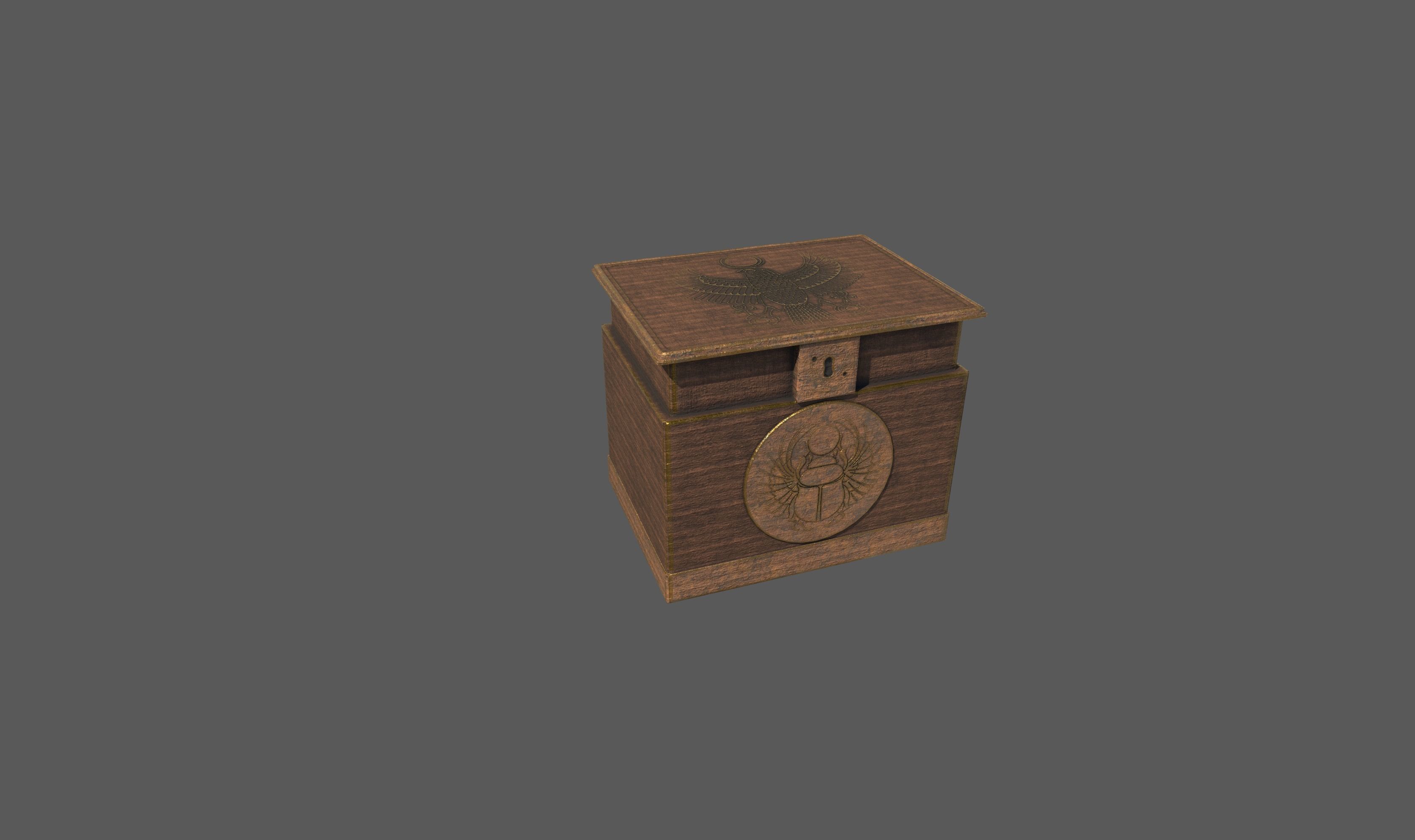 Old Chest3 Low-poly 3D model_7