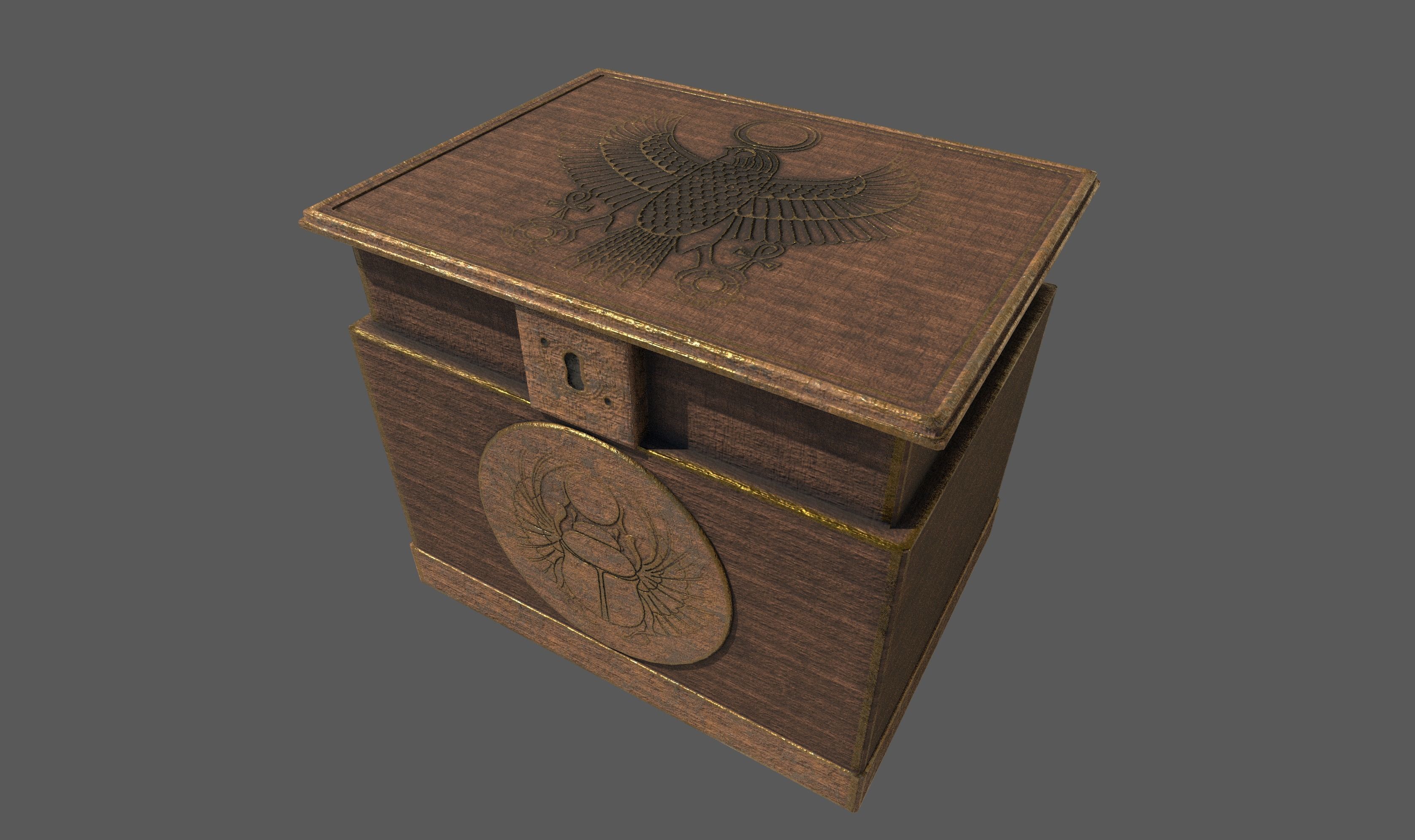Old Chest3 Low-poly 3D model_1