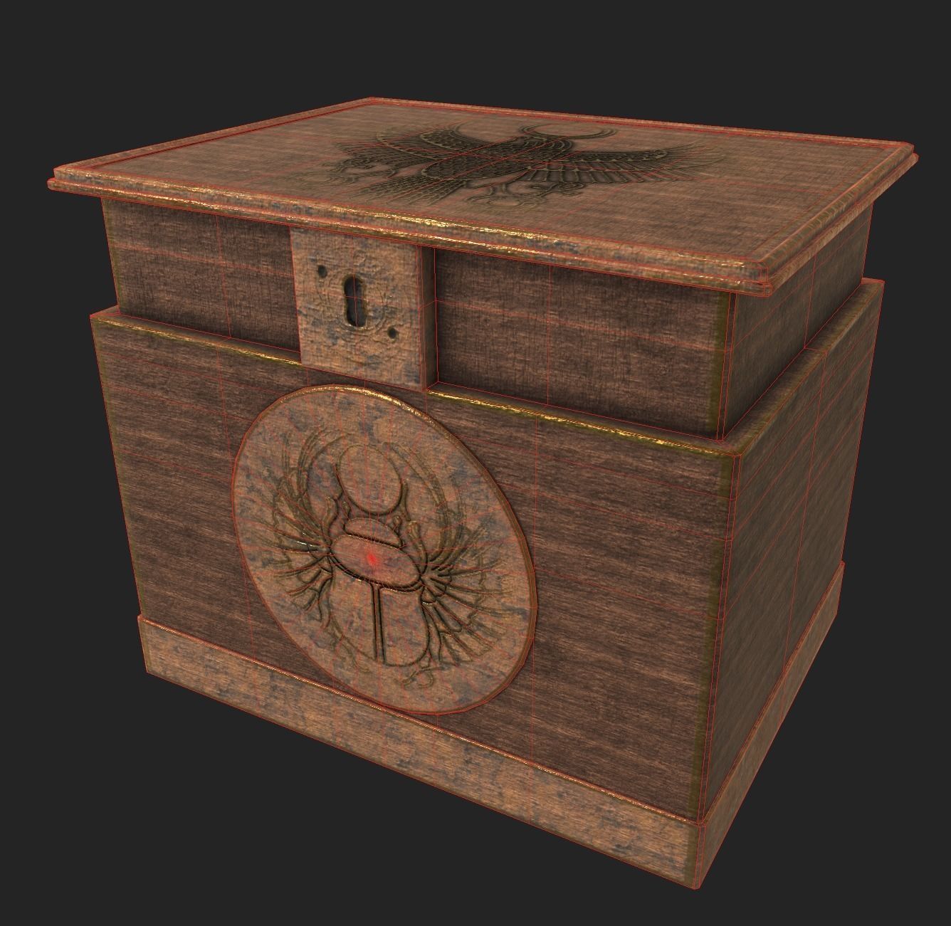 Old Chest3 Low-poly 3D model_6