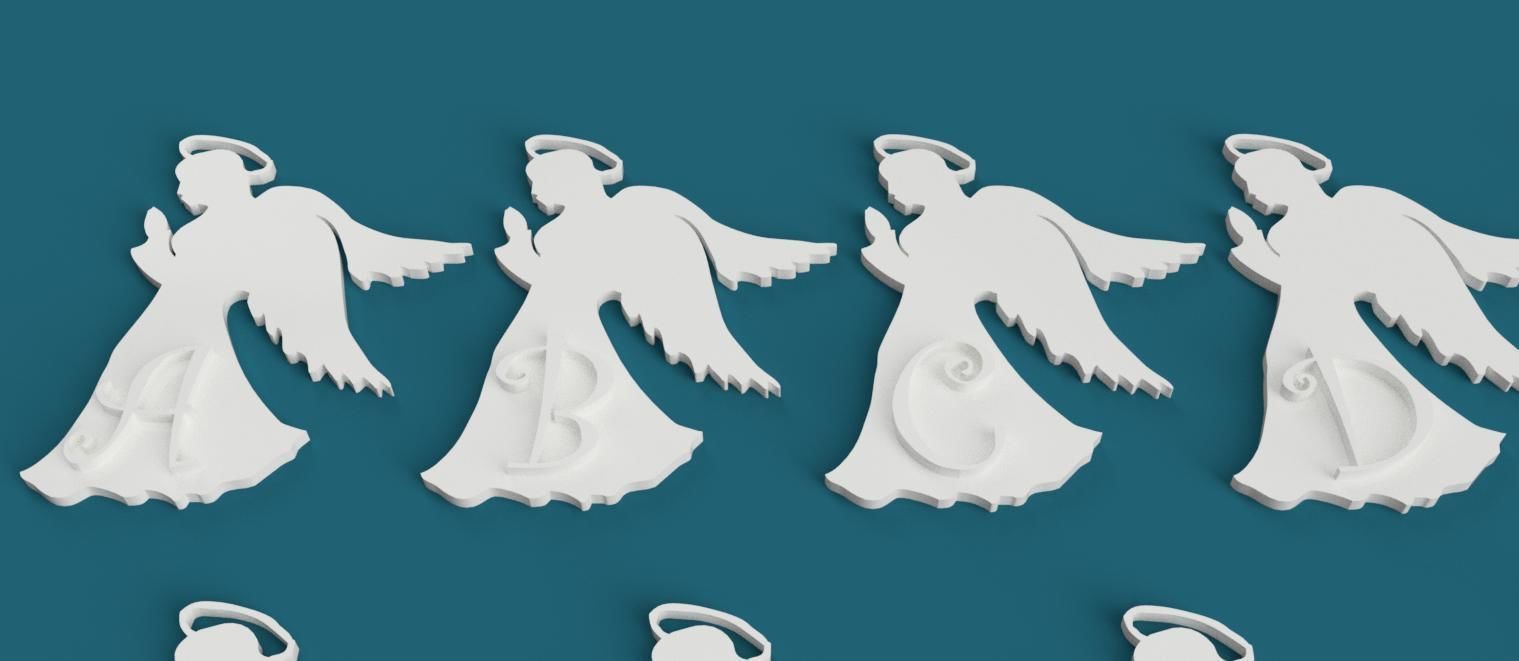 CHRISTMAS ANGELS 3D letters stl file 3D print model_7