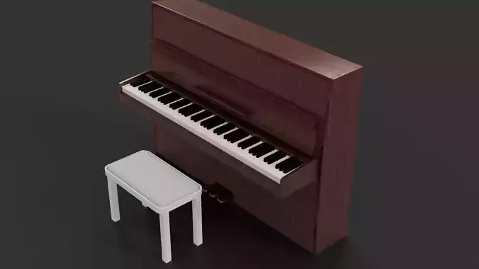 Upright piano Low-poly 3D model