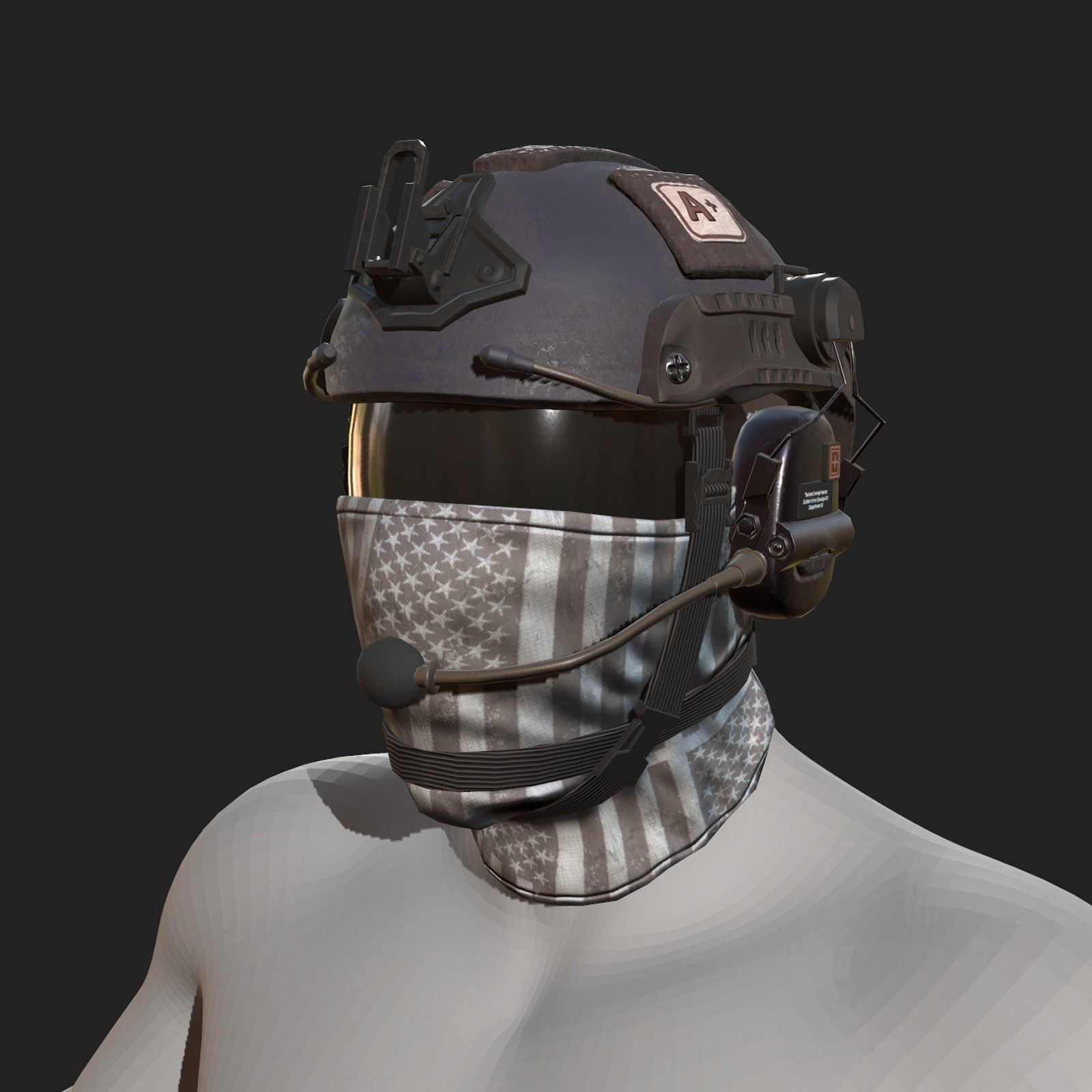Helmet scifi military combat soldier ver 2 Low-poly 3D model_6
