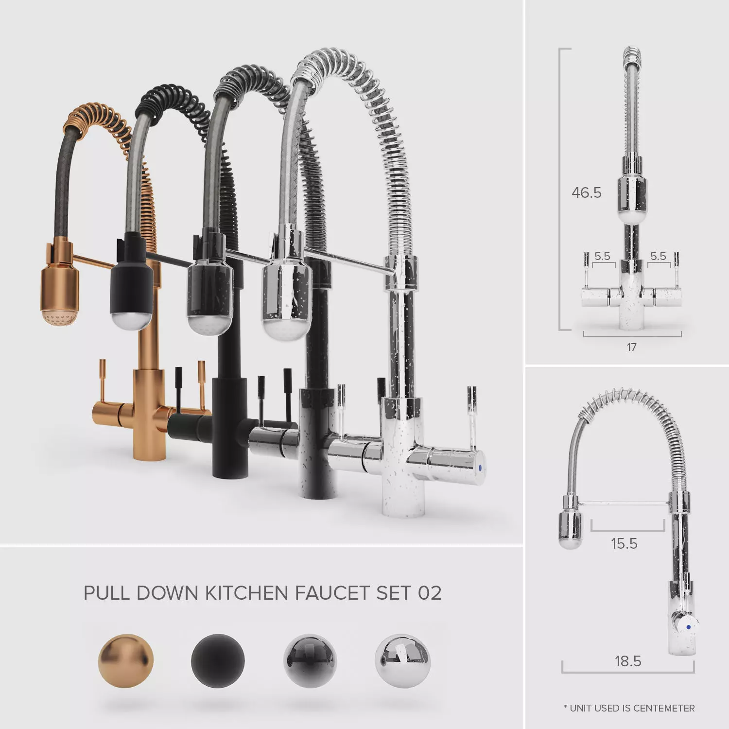Pull-Down Kitchen Faucet Set 02 3D model_0