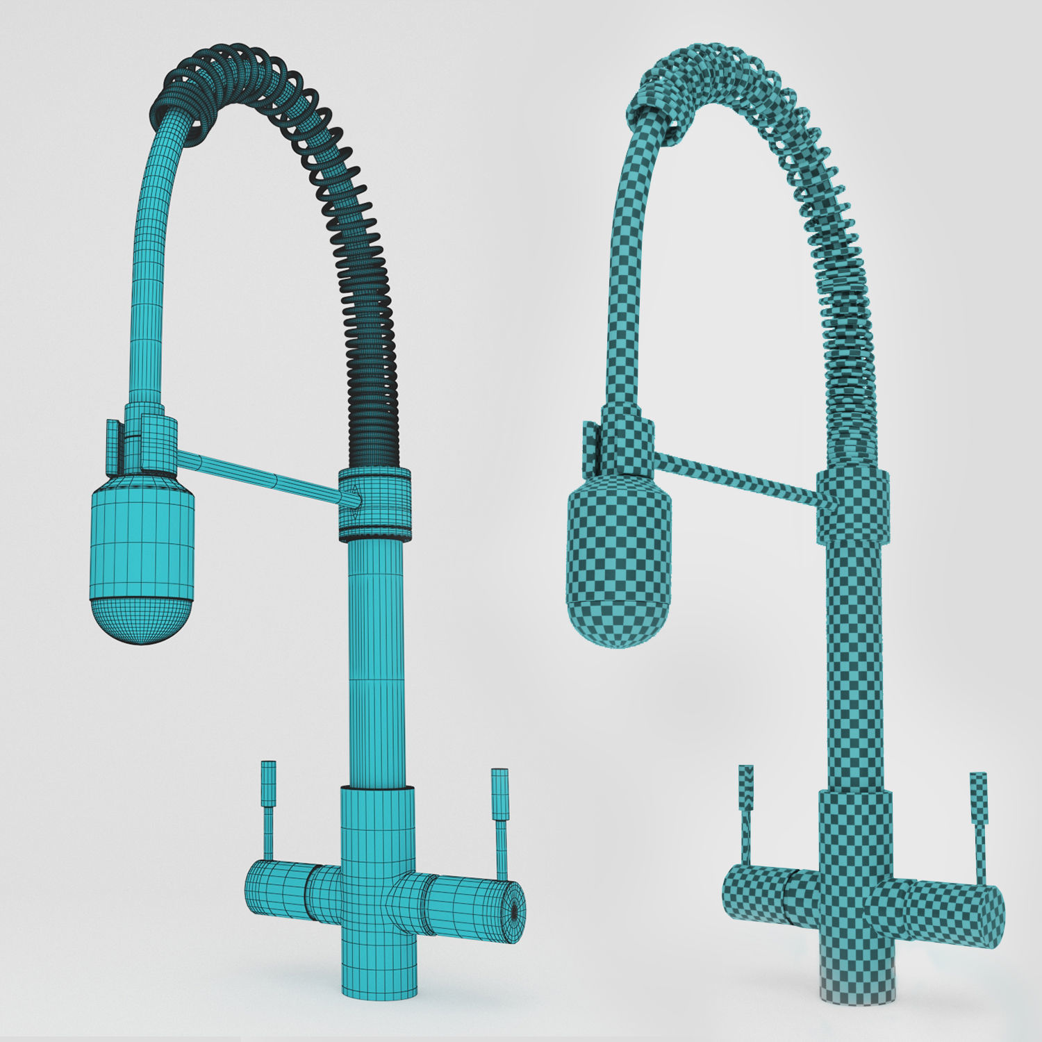 Pull-Down Kitchen Faucet Set 02 3D model_9