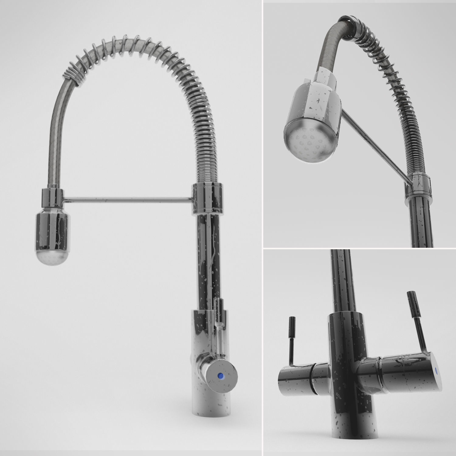 Pull-Down Kitchen Faucet Set 02 3D model_4