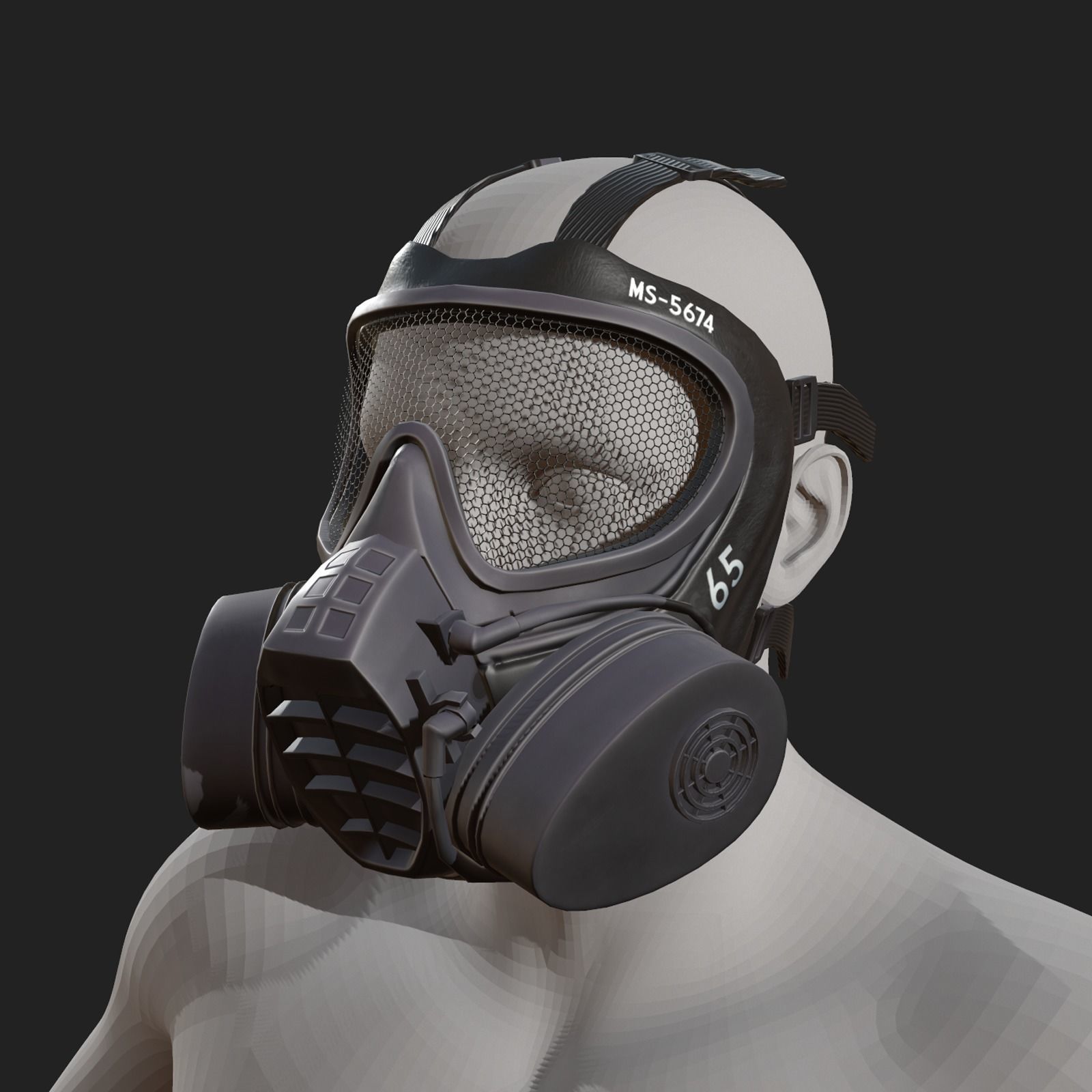 Helmet gas mask scifi military combat  Low-poly 3D model_4