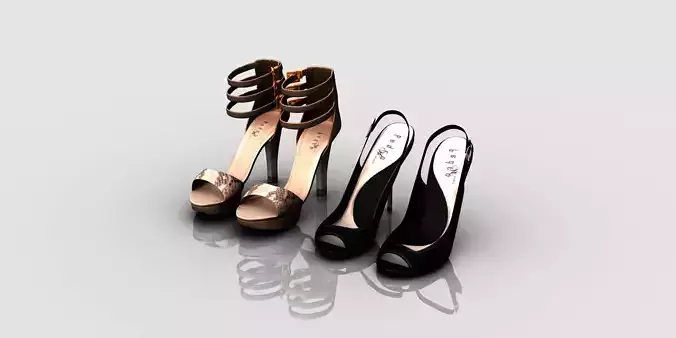 girls high heels  Slipper 3d model