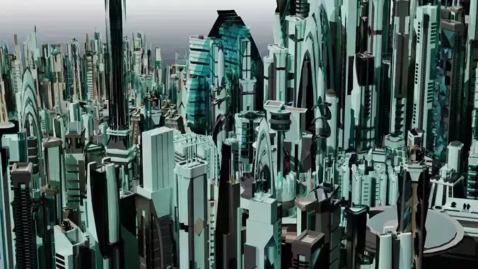 Futuristic City 01 3D Model Collection