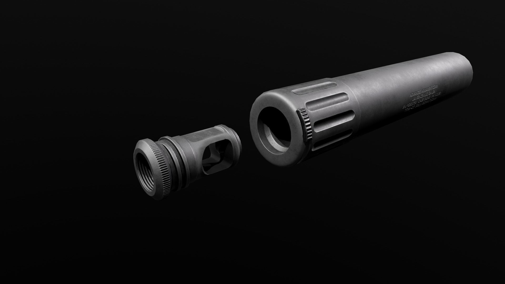 AAC Titan-QD Fast-Attach 338LM Silencer and Muzzle Brake Low-poly 3D model_25