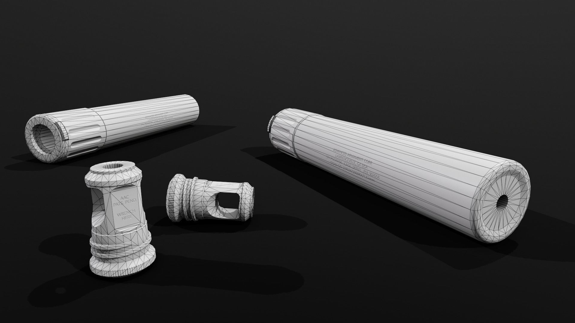 AAC Titan-QD Fast-Attach 338LM Silencer and Muzzle Brake Low-poly 3D model_2