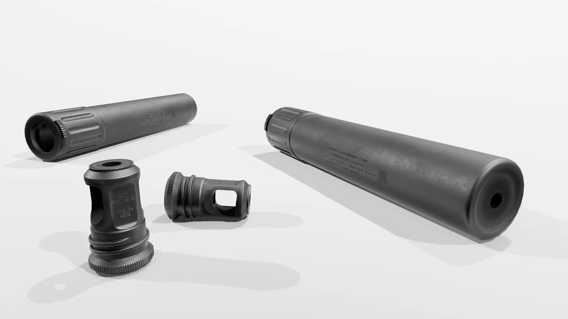 AAC Titan-QD Fast-Attach 338LM Silencer and Muzzle Brake Low-poly 3D model_0