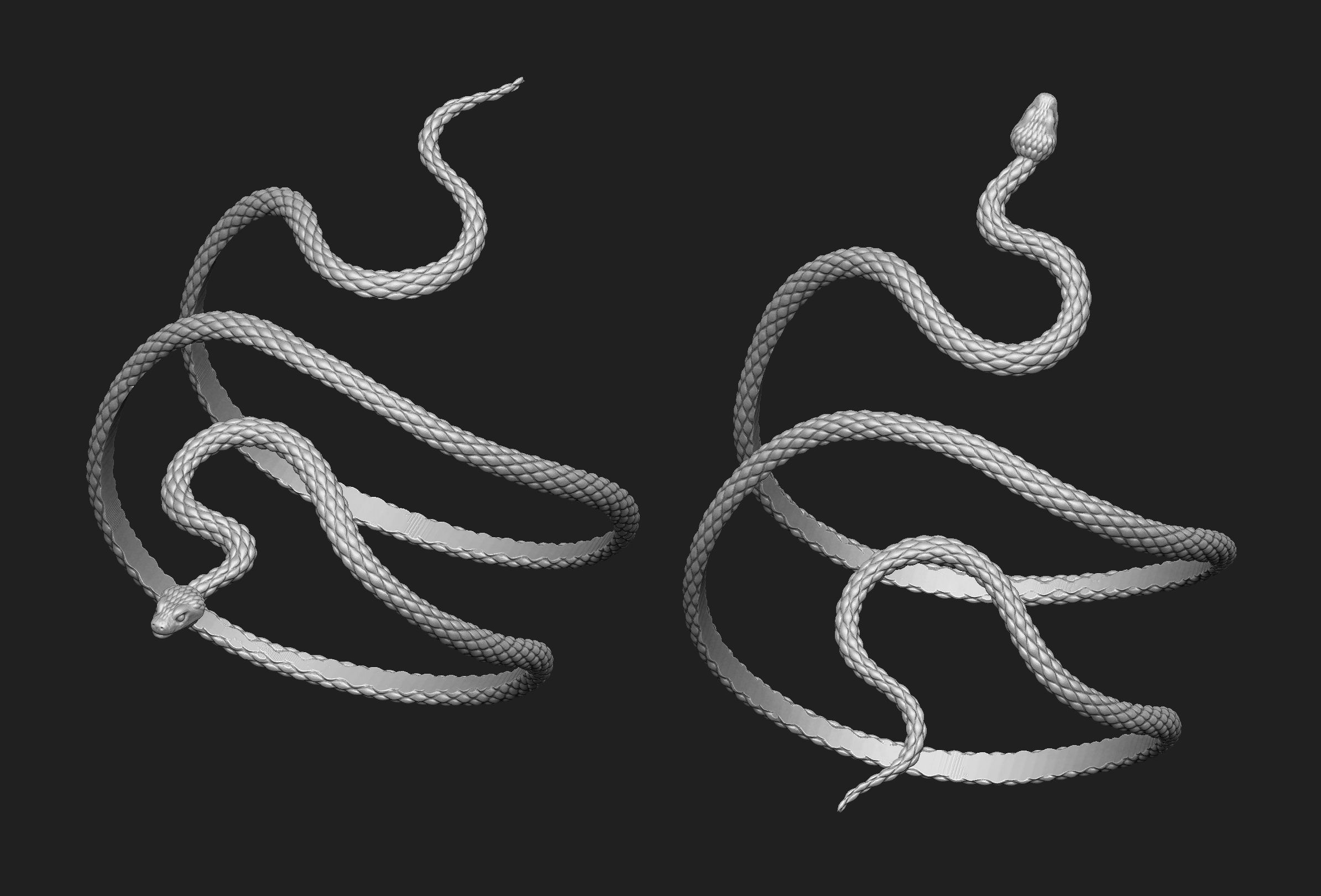Snake bracelet 2 thickness variants 3D Model Collection_6