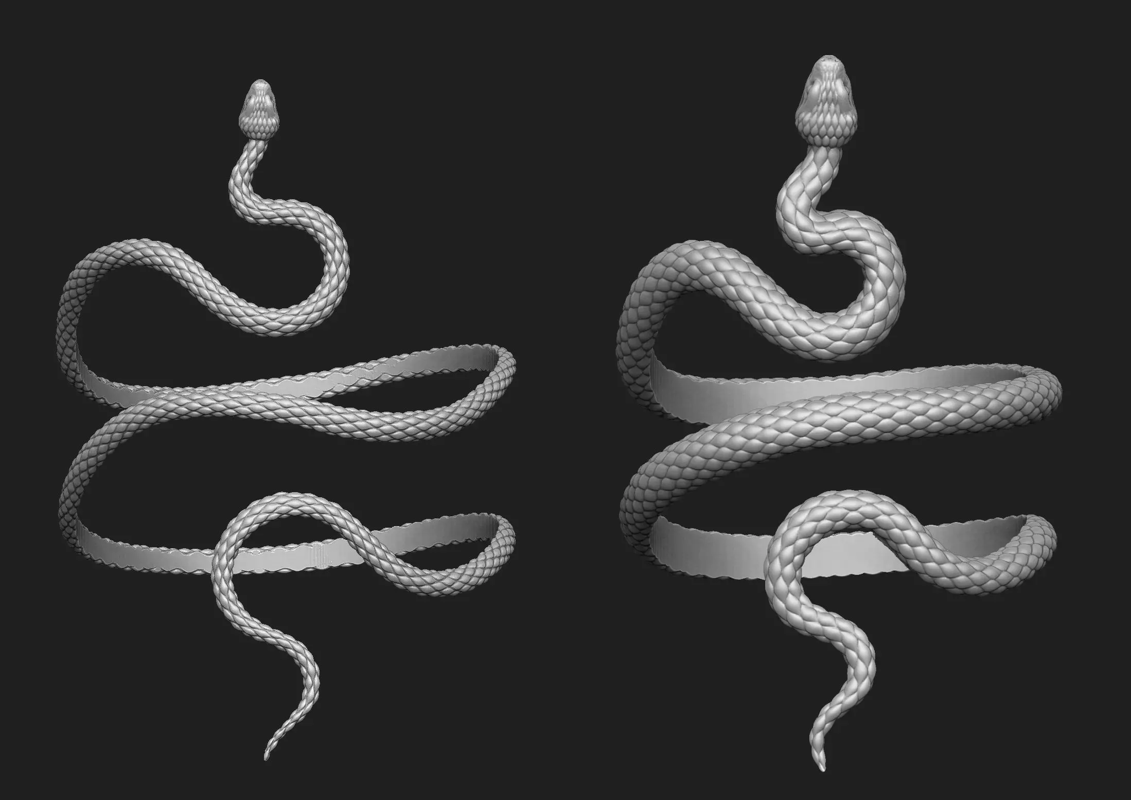 Snake bracelet 2 thickness variants 3D Model Collection_0