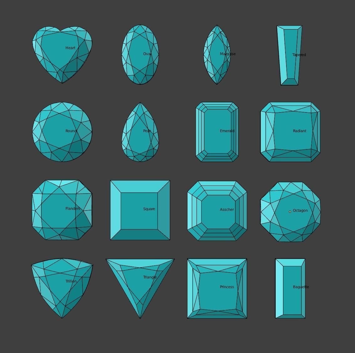 16 Gemstones Pack 3D model_5