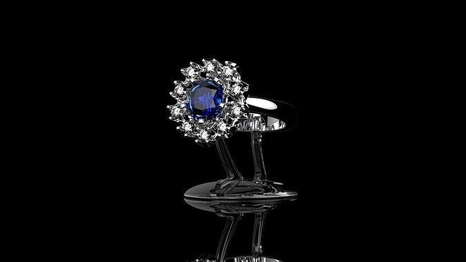 Ring Blue Diamond 3D print model