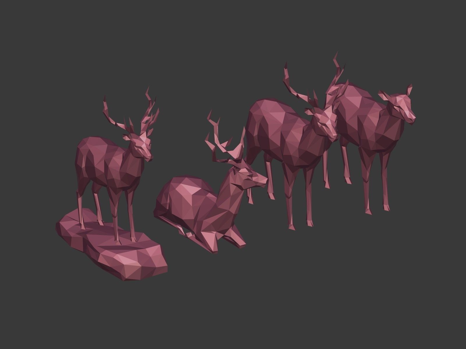 LowPoly Cartoon Deers Low-poly 3D model_3