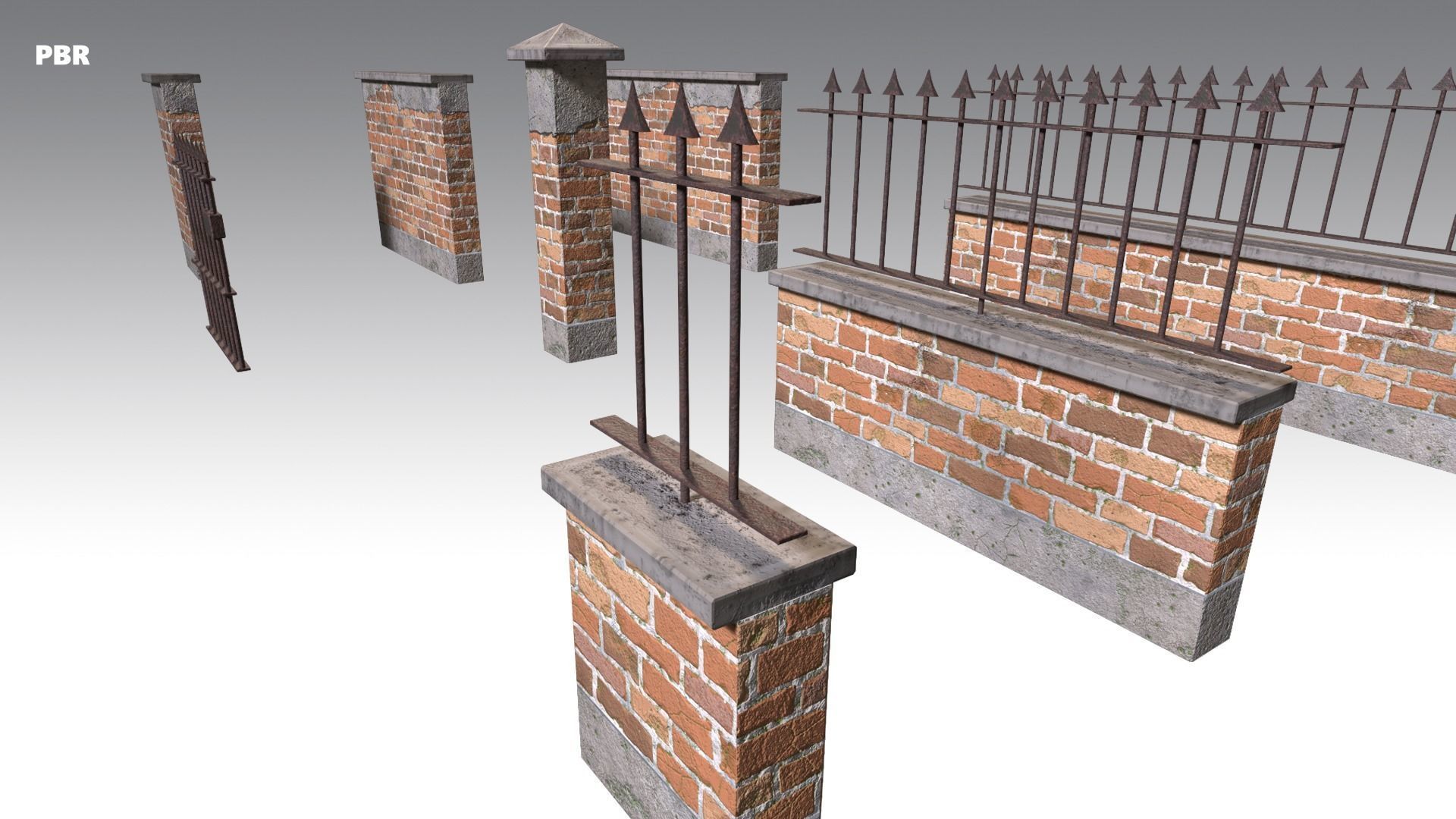 Brick Wall Pack PBR - Modular - Version 7 - Low-poly 3D model_6