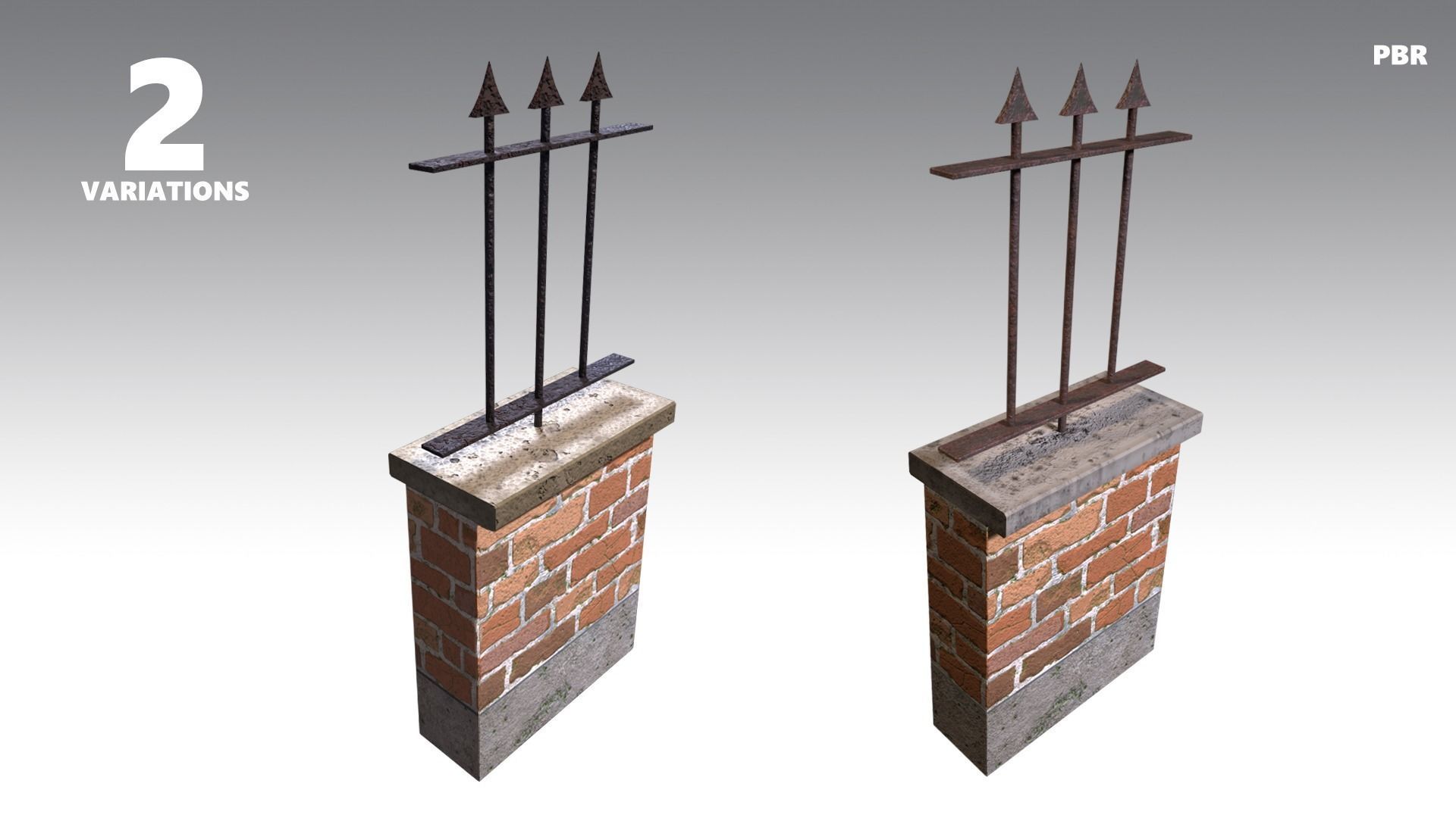 Brick Wall Pack PBR - Modular - Version 7 - Low-poly 3D model_1