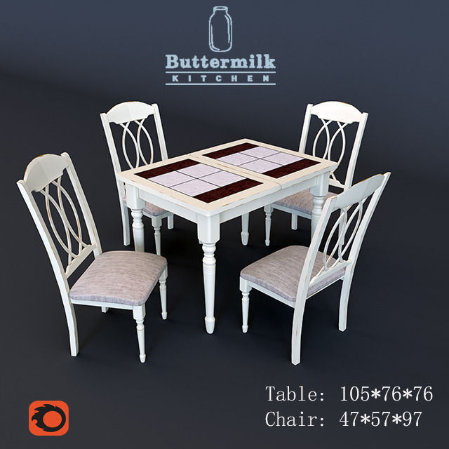 Table and chairs LT T 13302 BUTTERMILK 3D model_0