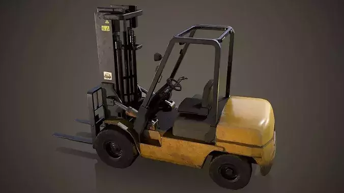 Forklift Truck Low-poly 3D model 6