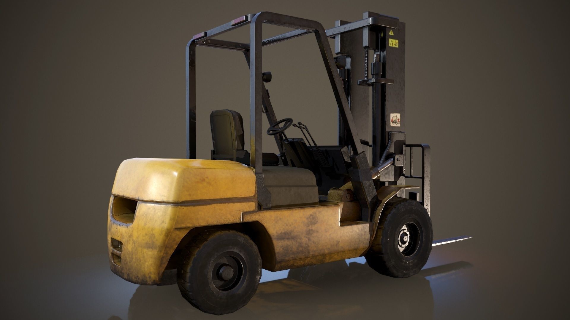 Forklift Truck Low-poly 3D model_4