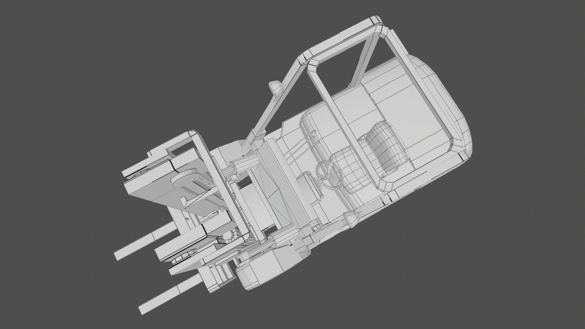 Forklift Truck Low-poly 3D model_13