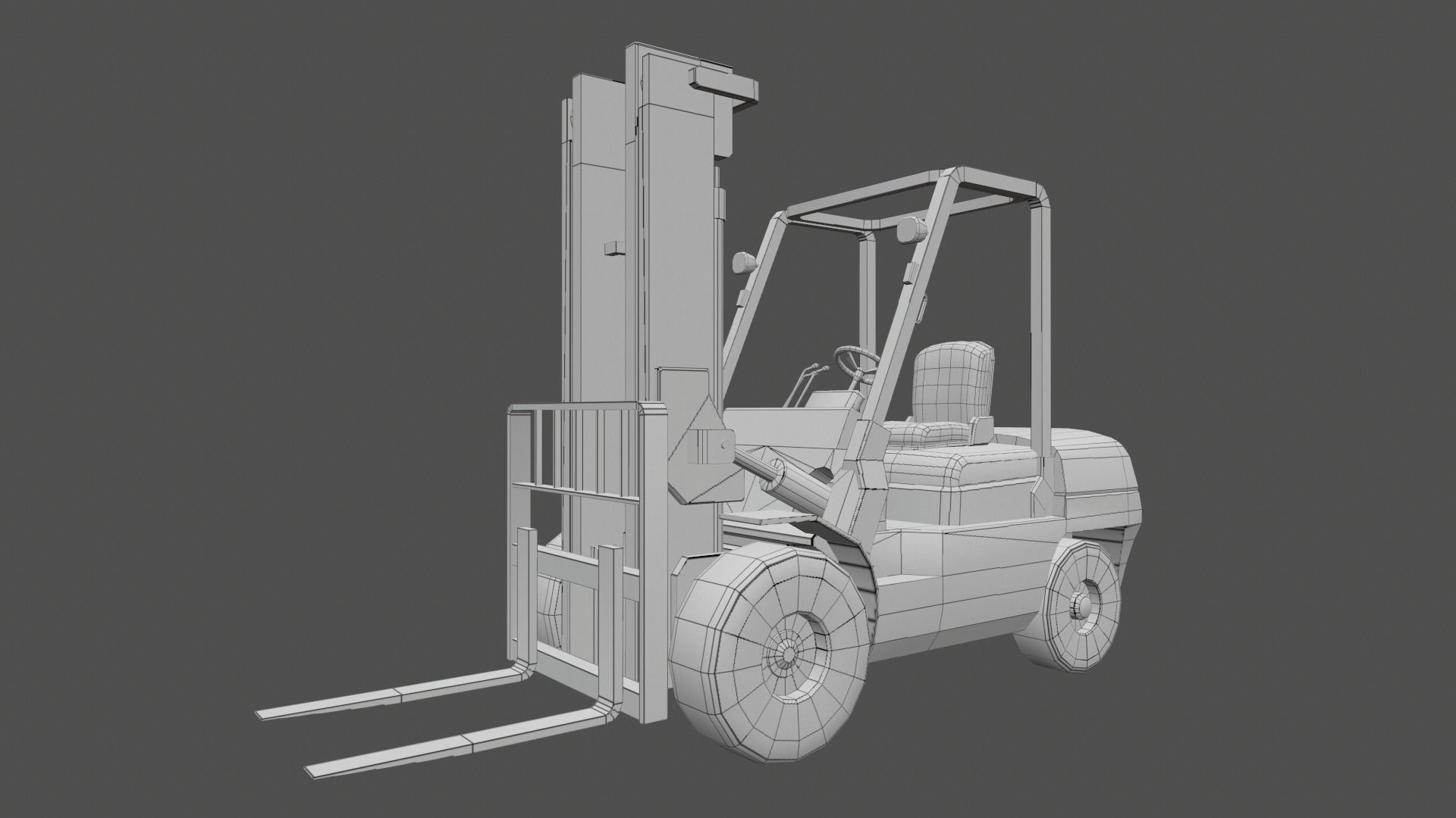 Forklift Truck Low-poly 3D model_11