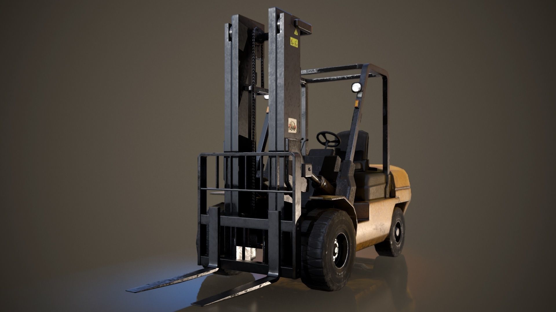 Forklift Truck Low-poly 3D model_7