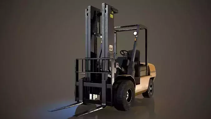Forklift Truck Low-poly 3D model 7