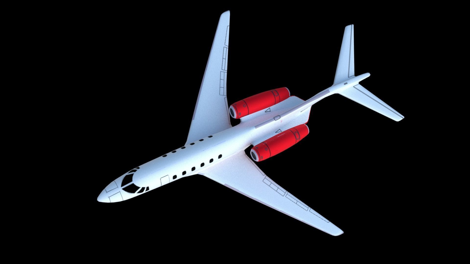 private jet Low-poly 3D model_5