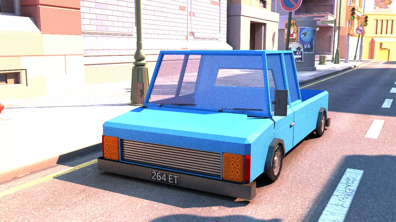 Cartoon Track Blue Free low-poly 3D model