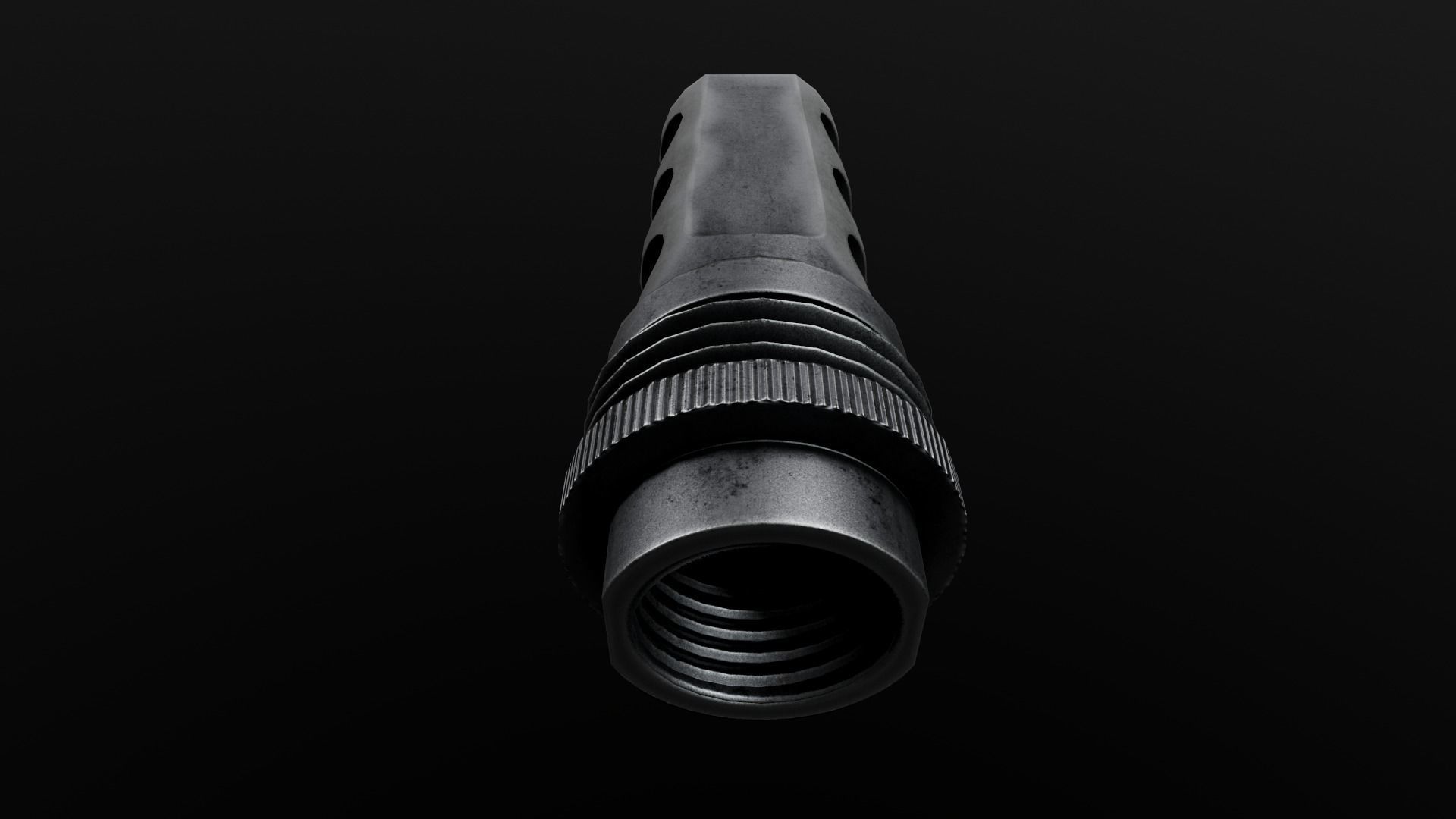 SilencerCo Harvester 338 Suppressor and ASR Muzzle Brake Low-poly 3D model_9