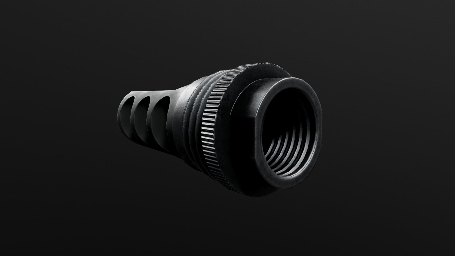 SilencerCo Harvester 338 Suppressor and ASR Muzzle Brake Low-poly 3D model_8