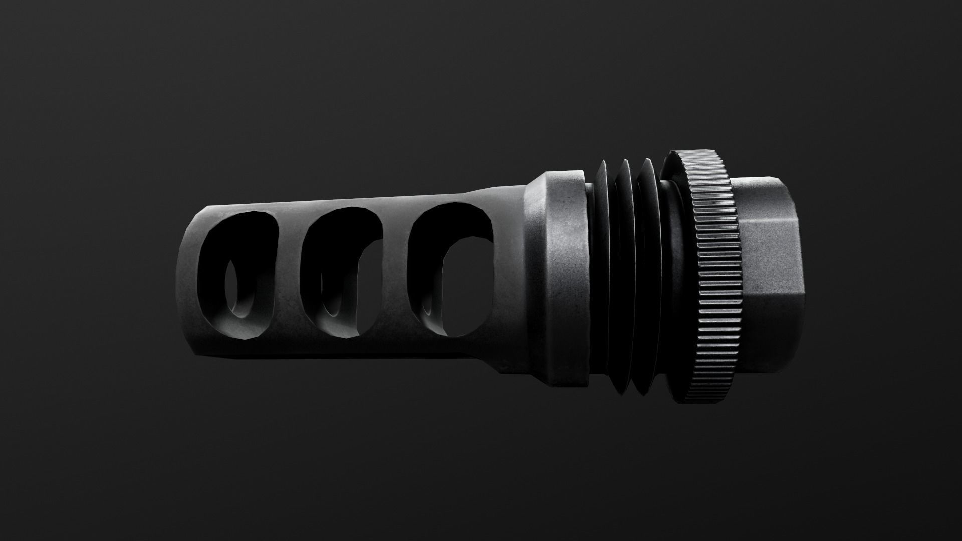 SilencerCo Harvester 338 Suppressor and ASR Muzzle Brake Low-poly 3D model_7