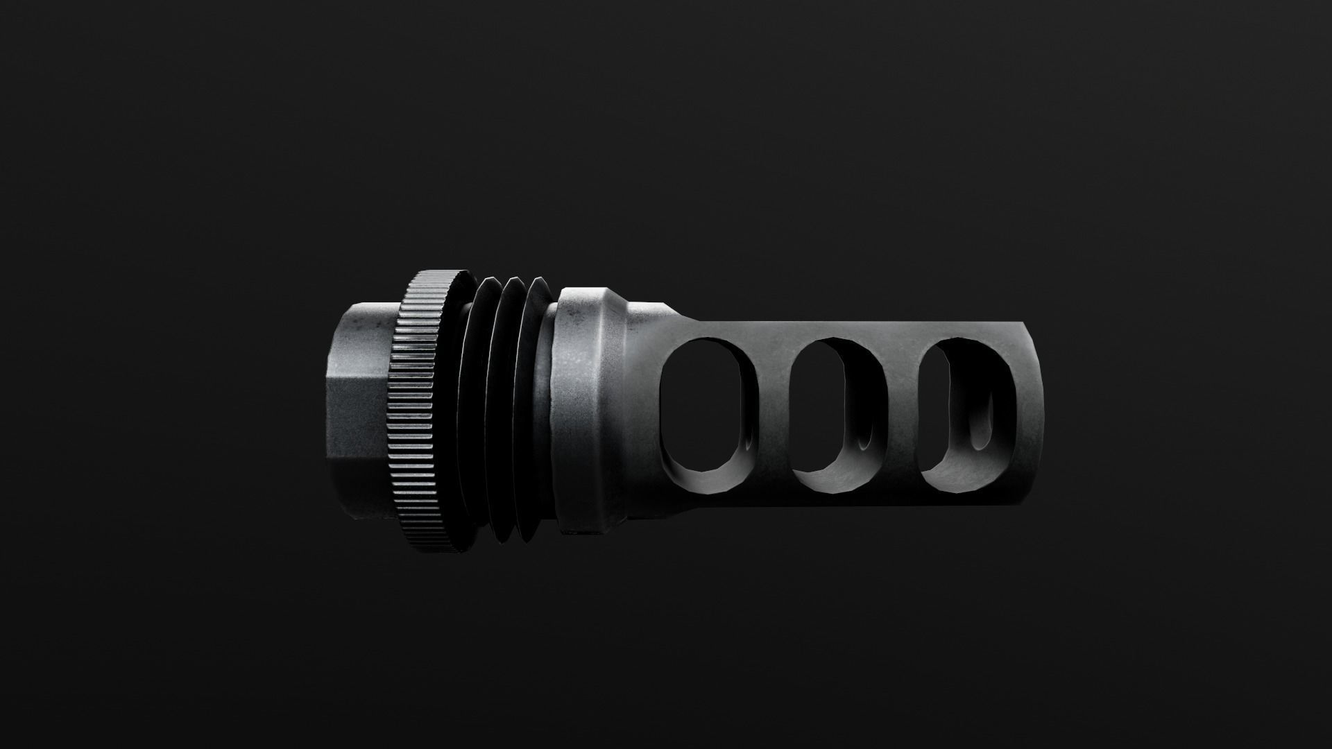 SilencerCo Harvester 338 Suppressor and ASR Muzzle Brake Low-poly 3D model_3