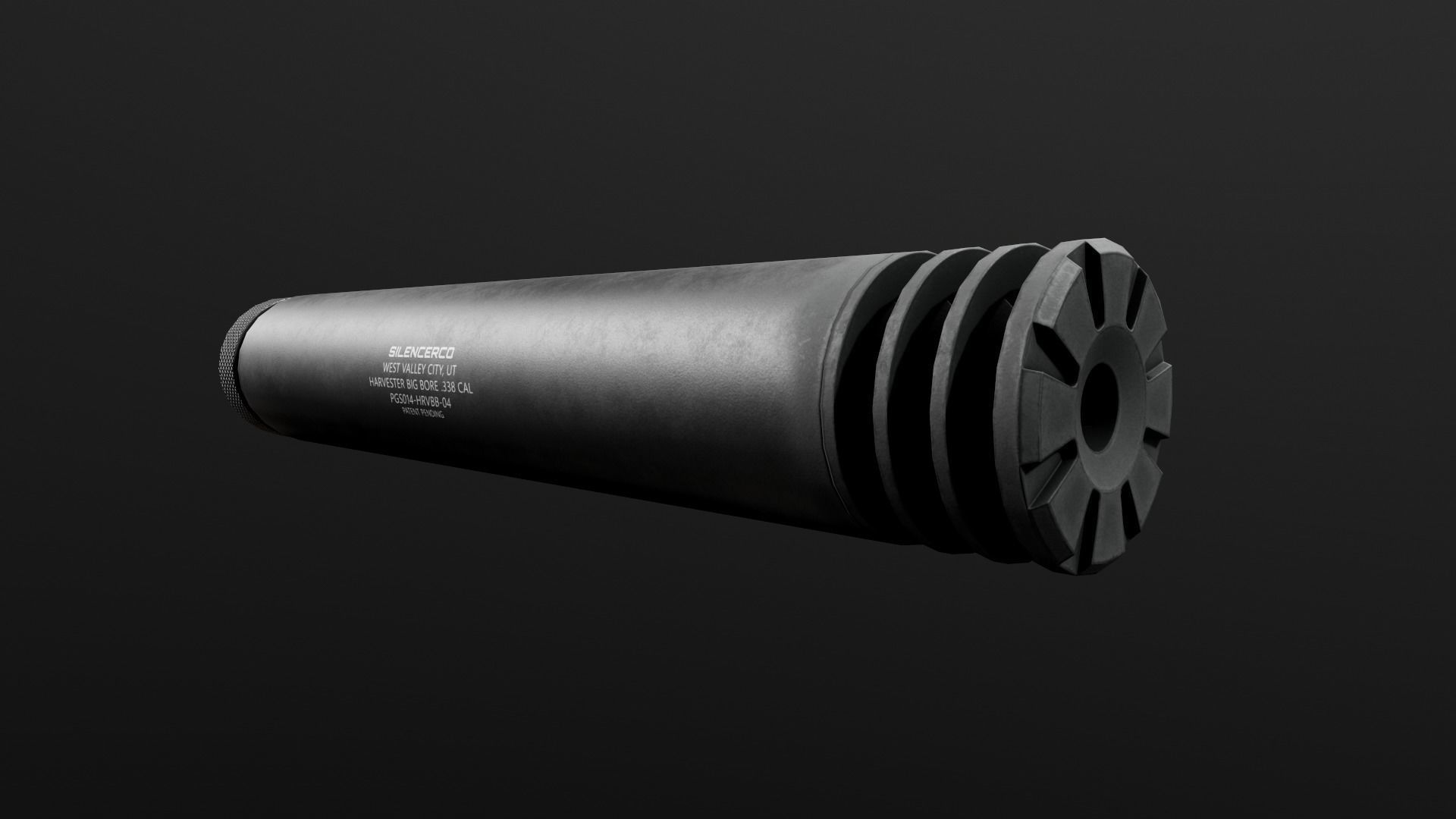 SilencerCo Harvester 338 Suppressor and ASR Muzzle Brake Low-poly 3D model_12