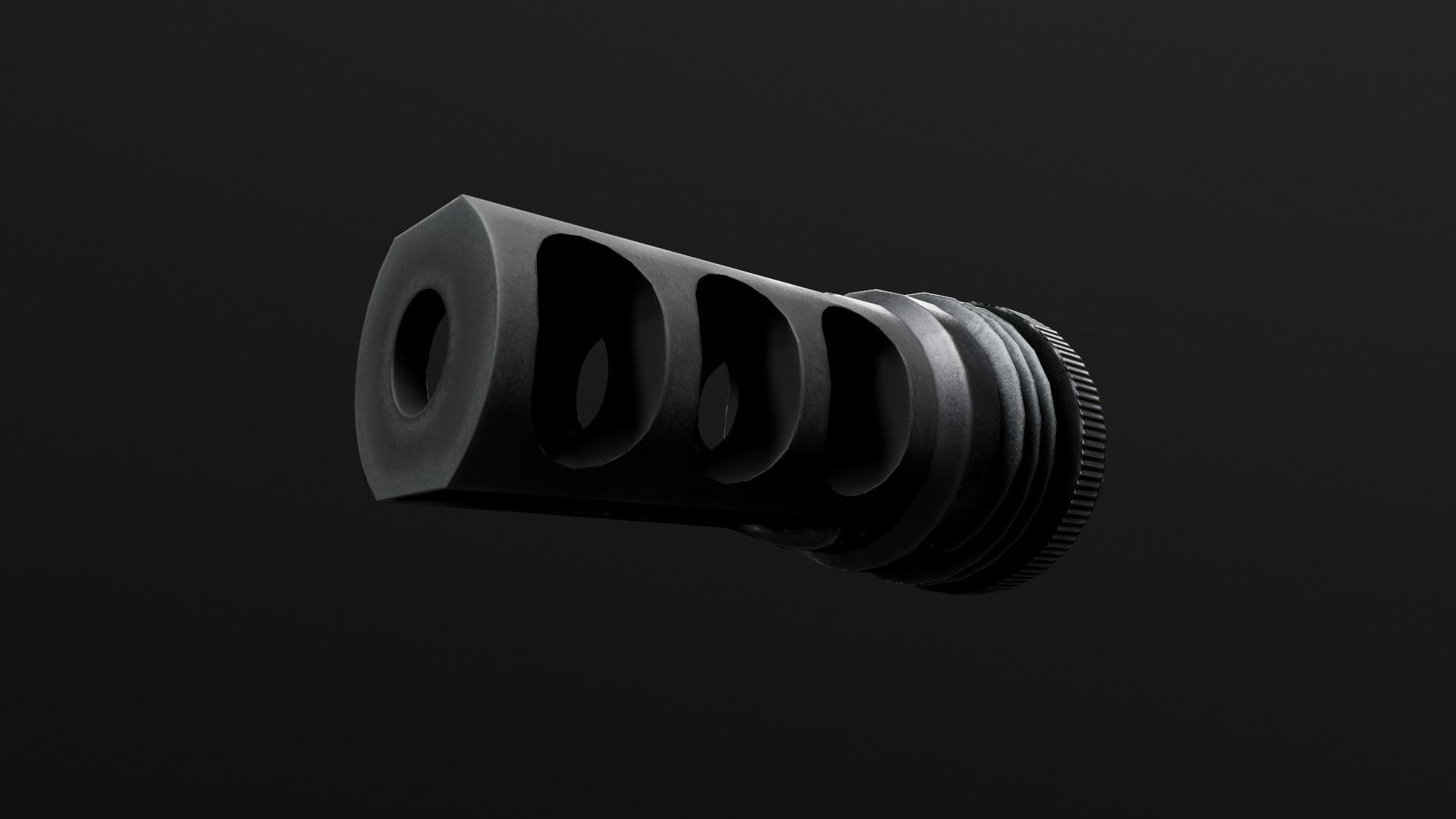 SilencerCo Harvester 338 Suppressor and ASR Muzzle Brake Low-poly 3D model_6